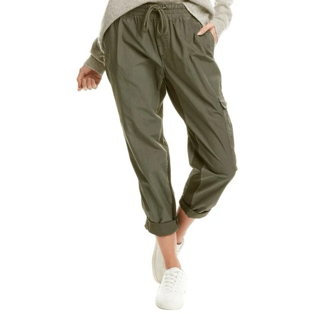 James Perse Los Angeles Mixed Media Parachute Pants in Green Women Small 1 $298